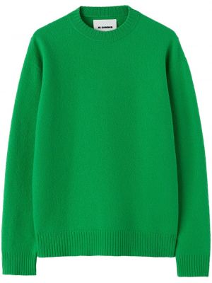 Volneni pulover z okroglim izrezom Jil Sander zelena
