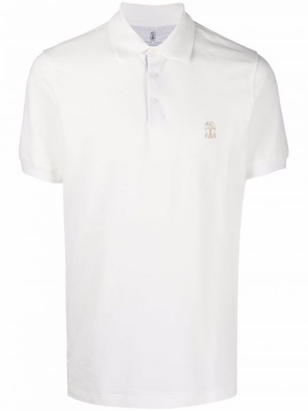 Brodert poloskjorte Brunello Cucinelli hvit