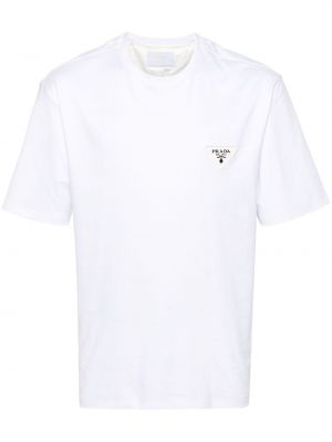 Koszulka bawełniana Prada biała