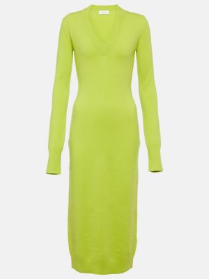 Кашемировое шерстяное платье миди Sportmax зеленое