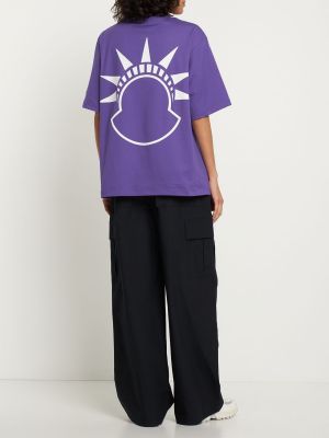 Bavlnené tričko s potlačou Moncler Genius fialová