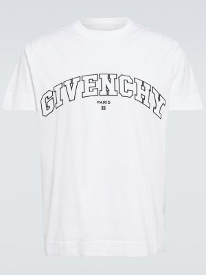 Tricou cu broderie din bumbac Givenchy alb