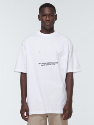 Памучна тениска с принт Acne Studios бяло