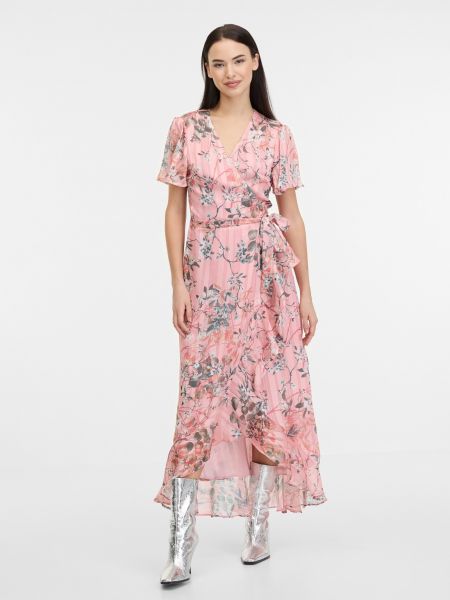 Haljina s cvjetnim printom Guess ružičasta