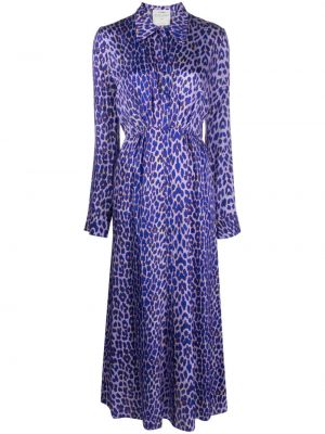 Saténové midi šaty s leopardím vzorom Forte Forte