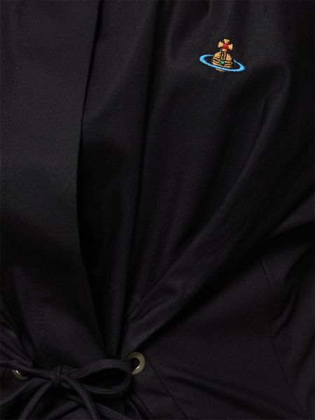 Pamučna midi haljina s vezicama s čipkom Vivienne Westwood crna
