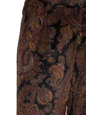 Menčestrové nohavice s potlačou s paisley vzorom Etro