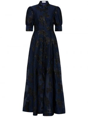 Večerna obleka s cvetličnim vzorcem iz žakarda Rebecca Vallance modra
