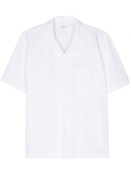 Punktotas kokvilnas krekls Universal Works balts