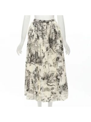 Spódnica bawełniana retro Dior Vintage beżowa