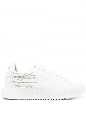 Δερμάτινα sneakers με σχέδιο Emporio Armani λευκό