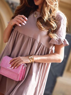 Mini suknele trumpomis rankovėmis oversize Fasardi rožinė