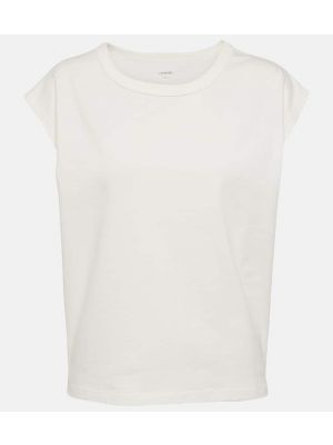 Βαμβακερή λινή μπλούζα από ζέρσεϋ Lemaire λευκό
