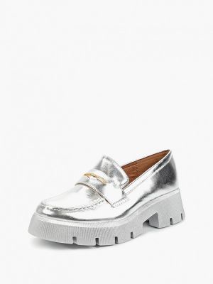 Лоферы Ideal Shoes® серебряные