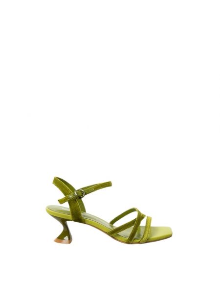 Welurowe sandały szpilki Jeannot zielone