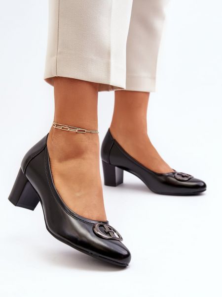 Полуотворени обувки с ток с нисък ток Kesi черно