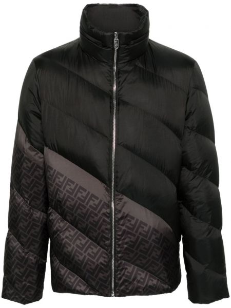 Prešívaná páperová bunda s potlačou Fendi čierna