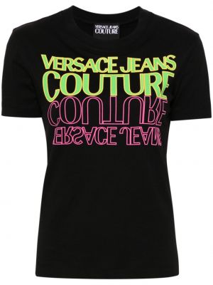 T-shirt en coton à imprimé Versace Jeans Couture noir