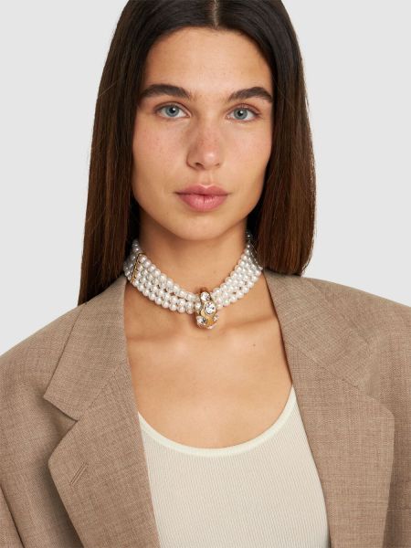Ogrlica z perlami s kristali Blumarine bela