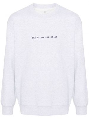 Mikina s výšivkou Brunello Cucinelli šedá