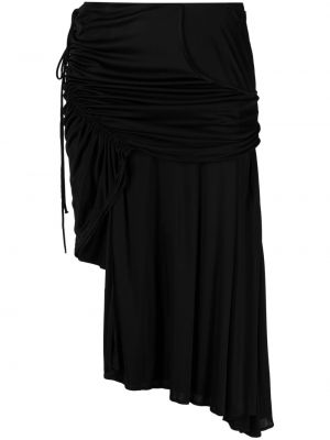 Asymetrické viskózové plisovaná sukně s nízkým pasem Nº21 - černá