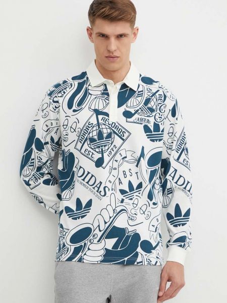 Tricou cu mânecă lungă din bumbac Adidas Originals bej