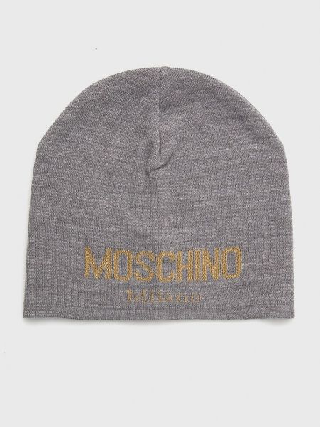 Dzianinowa czapka Moschino szara