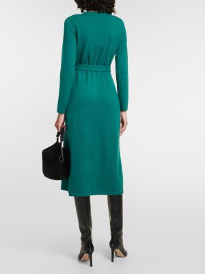 Robe mi-longue en laine en cachemire Diane Von Furstenberg vert