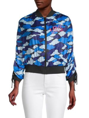 Куртка-бомбер Love Moschino с принтом camicia голубой