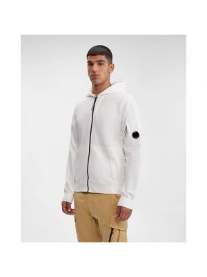 Fleece hoodie mit reißverschluss C.p. Company weiß