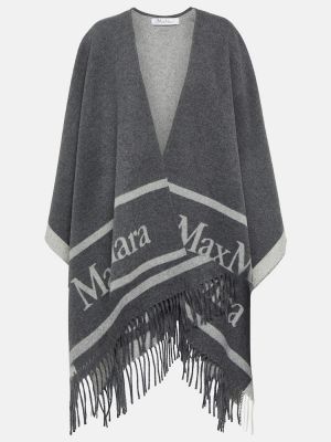 Poncho di lana Max Mara grigio