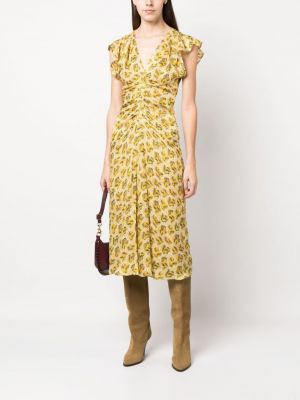 Květinové midi šaty s potiskem Isabel Marant žluté