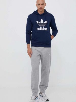 Pamučna hoodie s kapuljačom Adidas Originals plava