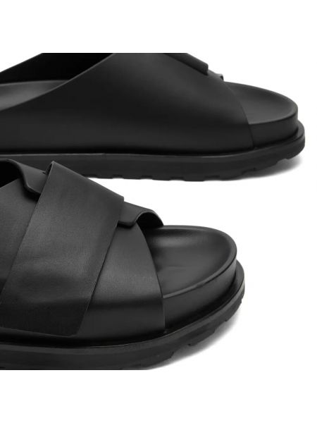 Кожаные сандалии на липучках Jil Sander черные