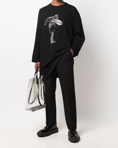 Jersey con estampado de tela jersey Yohji Yamamoto negro