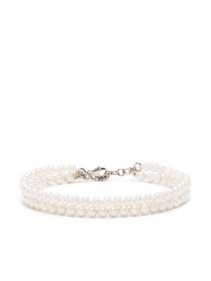 Bracelet avec perles Saint Laurent blanc