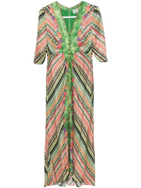 Ravna haljina s printom Saloni zelena