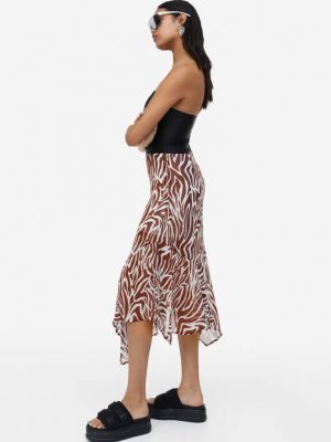 Асимметричная юбка из крепа с принтом зебра H&m коричневая