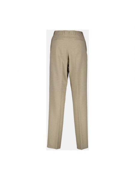 Pantalones rectos de lana plisados Dior beige