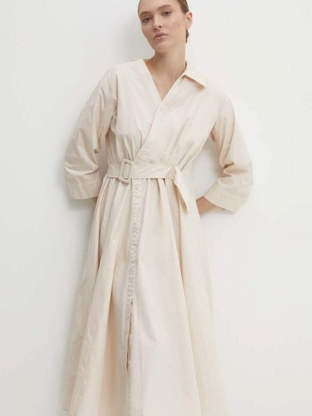 Sukienka midi bawełniana Answear Lab beżowa