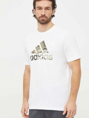 Koszulka bawełniana z nadrukiem Adidas biała