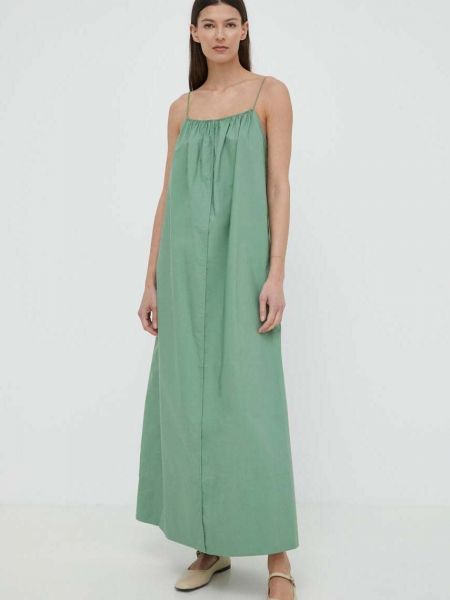 Zielona sukienka długa bawełniana By Malene Birger
