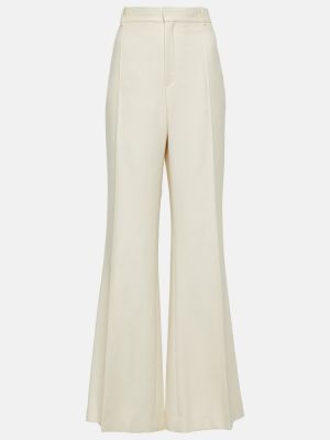 Jedwabne spodnie z wysoką talią wełniane Chloã© białe
