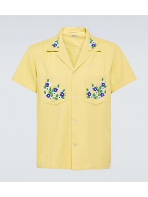 Βαμβακερό πουκάμισο με κέντημα Bode κίτρινο