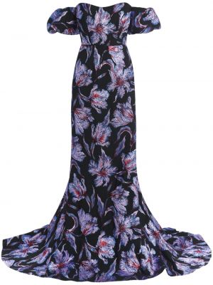 Вечерна рокля на цветя Markarian черно