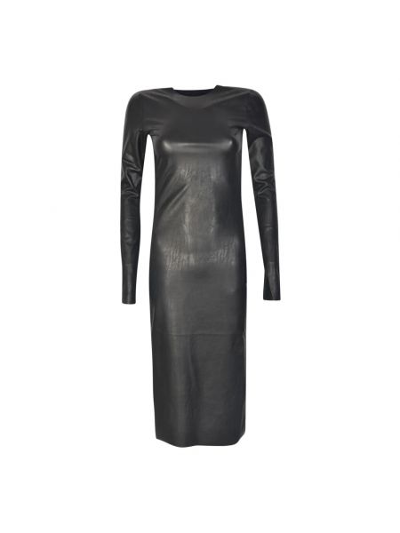 Sukienka midi skórzana ze skóry ekologicznej Mm6 Maison Margiela czarna