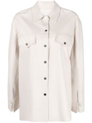 Δερμάτινο πουκάμισο με κουμπιά Drome λευκό