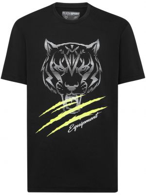 Tigrované džerzej športové tričko s potlačou Plein Sport