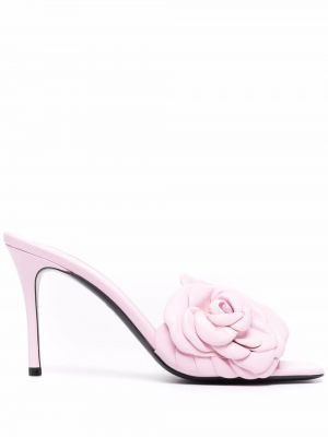 Papuci tip mules cu model floral Valentino Garavani roz