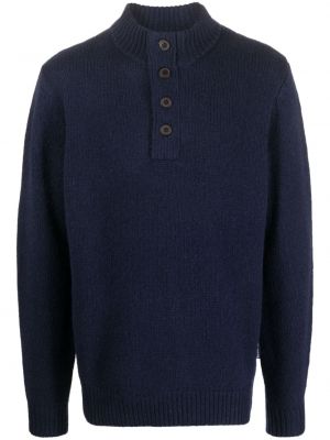 Sweter na guziki wełniany Barbour niebieski